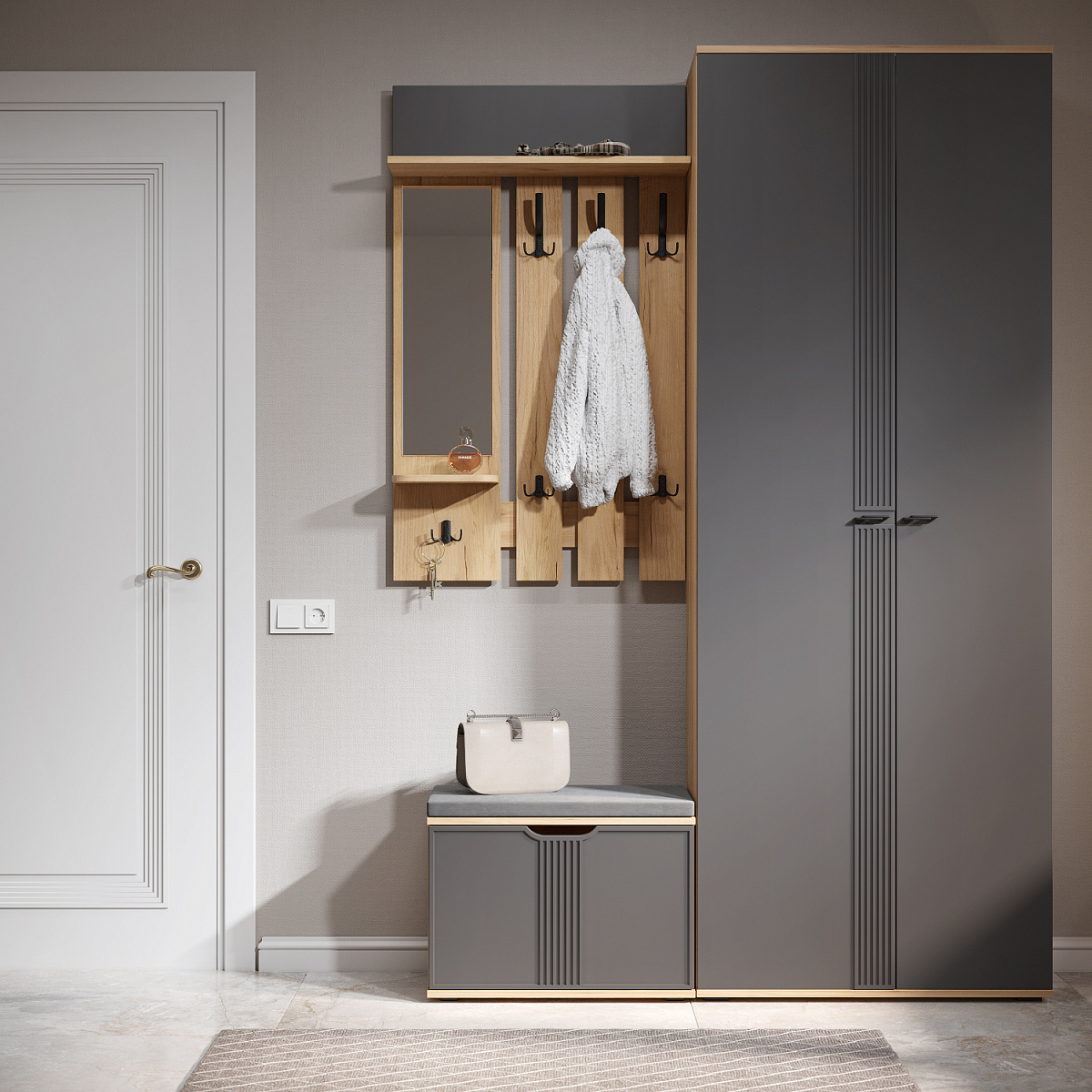 Вешалка Эмилия ЭЛ-49 дуб крафт золотой/графит