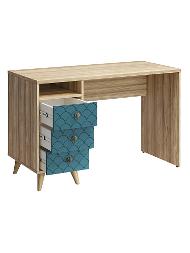 Стол Велламо ВО-18 блэквуд ячменный/морская волна (левый)