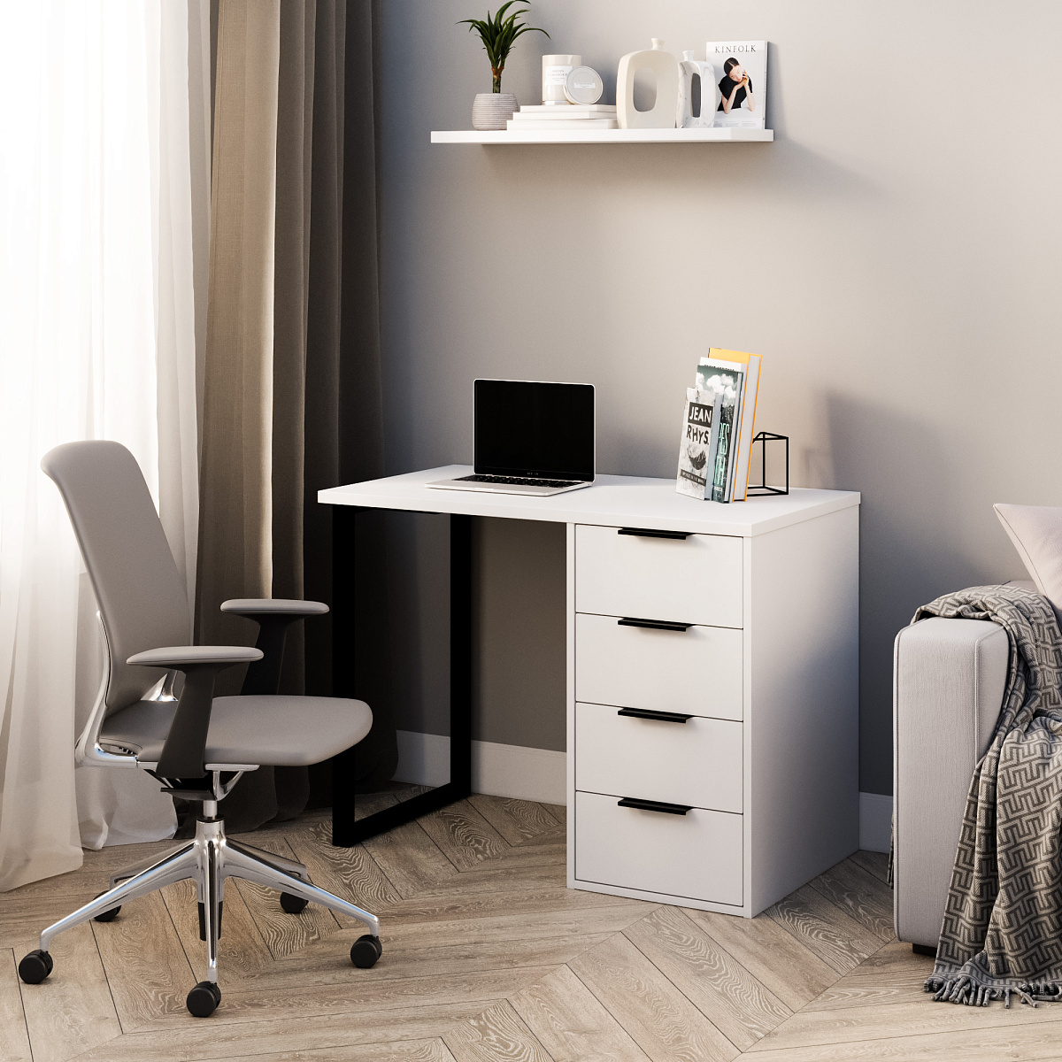 Стол С-404 белый структурный/меренга (1000х550)