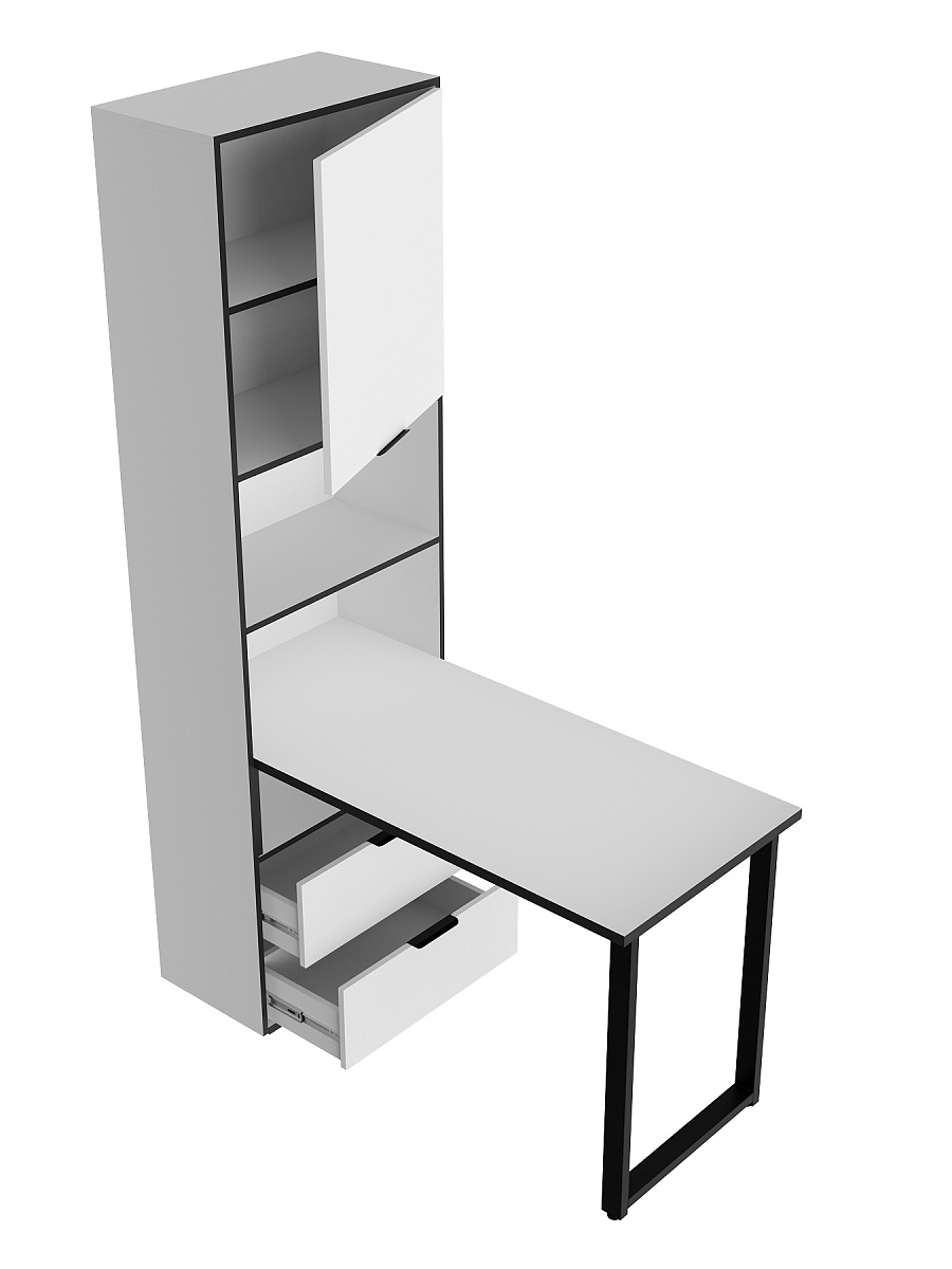Стол рабочий Оптима ОП-20 белый структурный/меренга/черная кромка