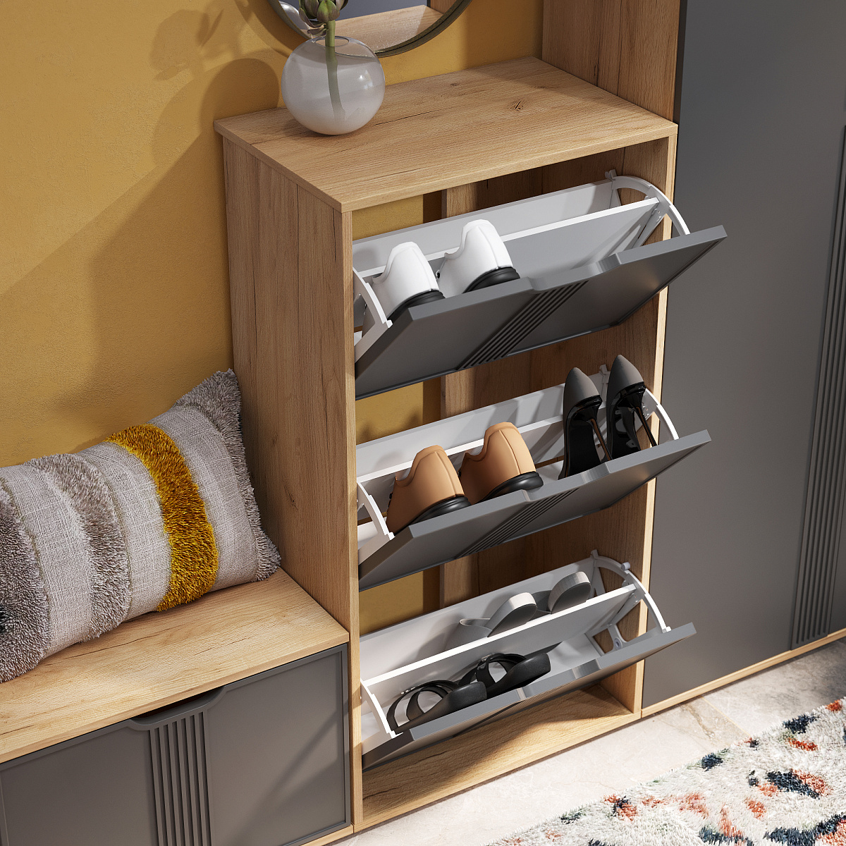 Тумба Эмилия ЭЛ-43 дуб крафт золотой/графит 