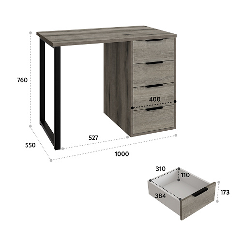 Стол С-404 дуб эвок/дуб сонома темный (1000х550)