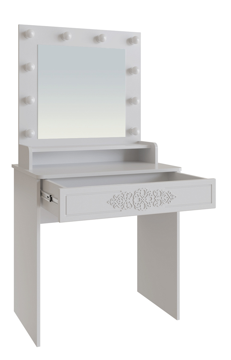 Туалетный столик с зеркалом Ассоль Лайт ТСН-4 белое дерево
