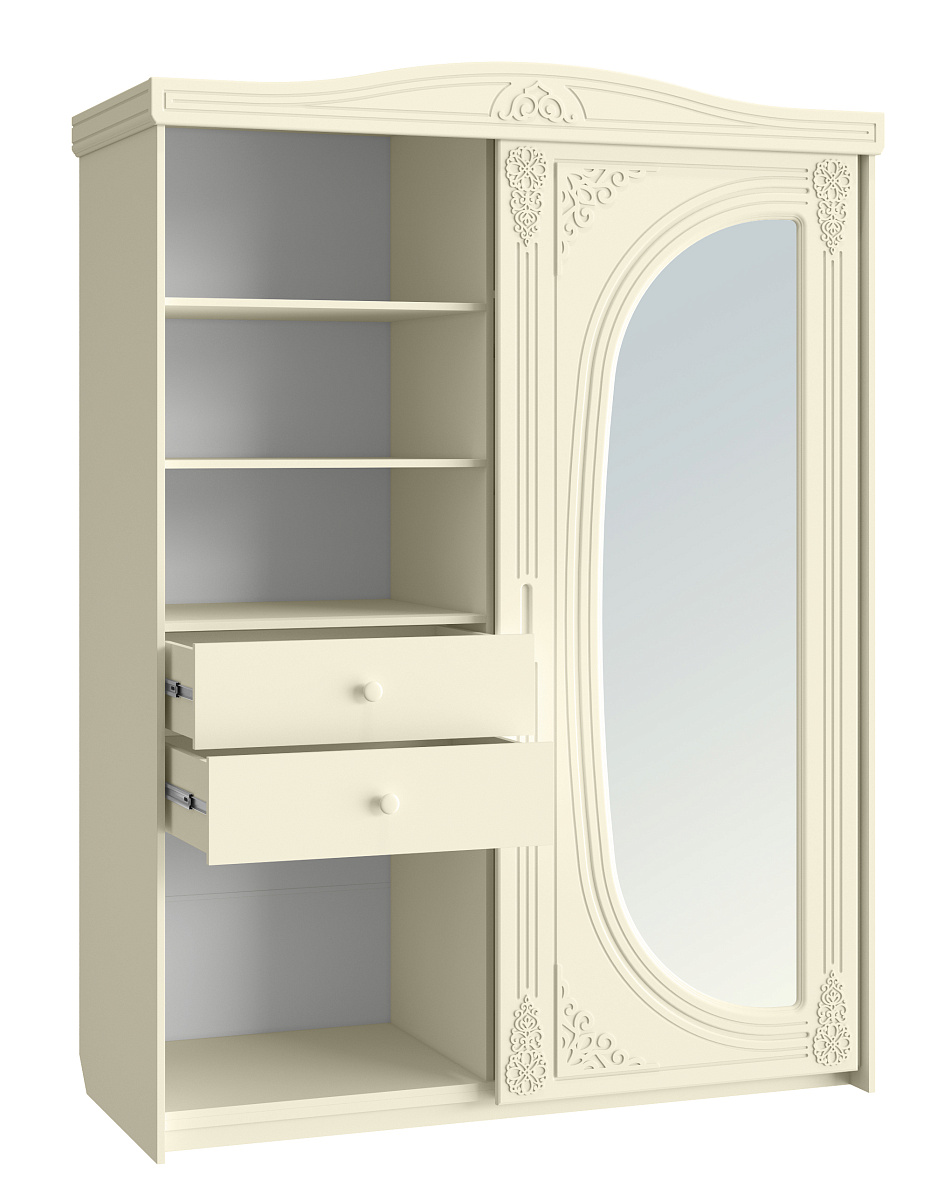 Шкаф-купе с зеркалом Ассоль плюс АС-16 ваниль