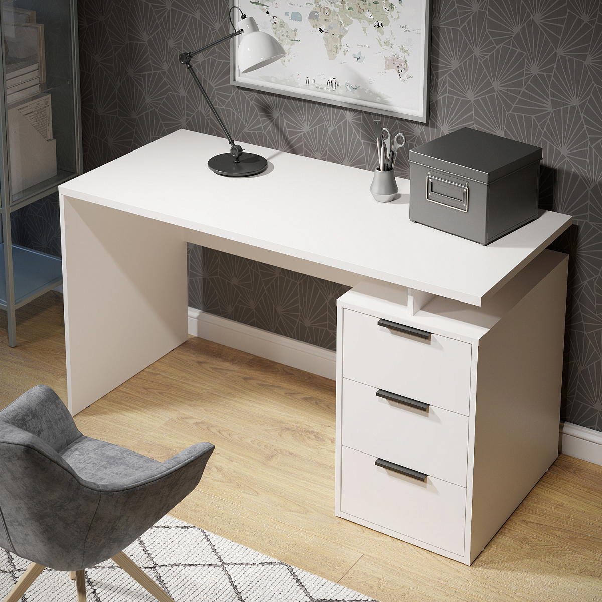 Стол С-407 белый структурный/меренга (1350*600)