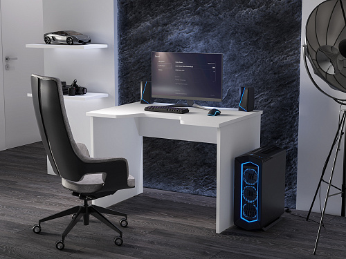 Геймерский стол С-241 белый/белый (1100х750)