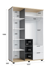 Шкаф комбинированный Скайлайт СЛ-3К блэквуд ячменный/графит/белый/меренга