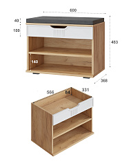 Тумба Эмилия ЭЛ-44К дуб крафт золотой/меренга