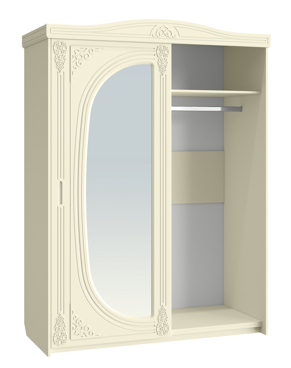 Шкаф-купе с зеркалом Ассоль плюс АС-16 ваниль