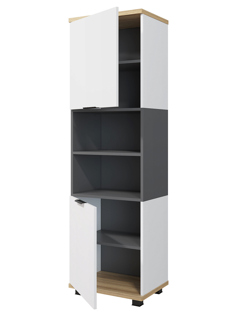 Стеллаж Скайлайт СЛ-4К блэквуд ячменный/графит/белый/меренга