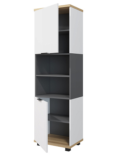 Стеллаж Скайлайт СЛ-4К блэквуд ячменный/графит/белый/меренга