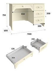 Стол письменный левый Ассоль плюс АС-6 ваниль