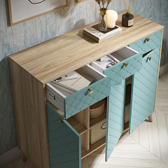 Тумба Велламо ВО-05 блэквуд ячменный/бирюза