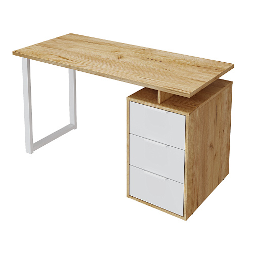 Стол С-416 дуб крафт золотой/меренга (1350*600 белая опора)