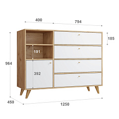 Комод Ирма ИР-12 дуб крафт/белый структурный
