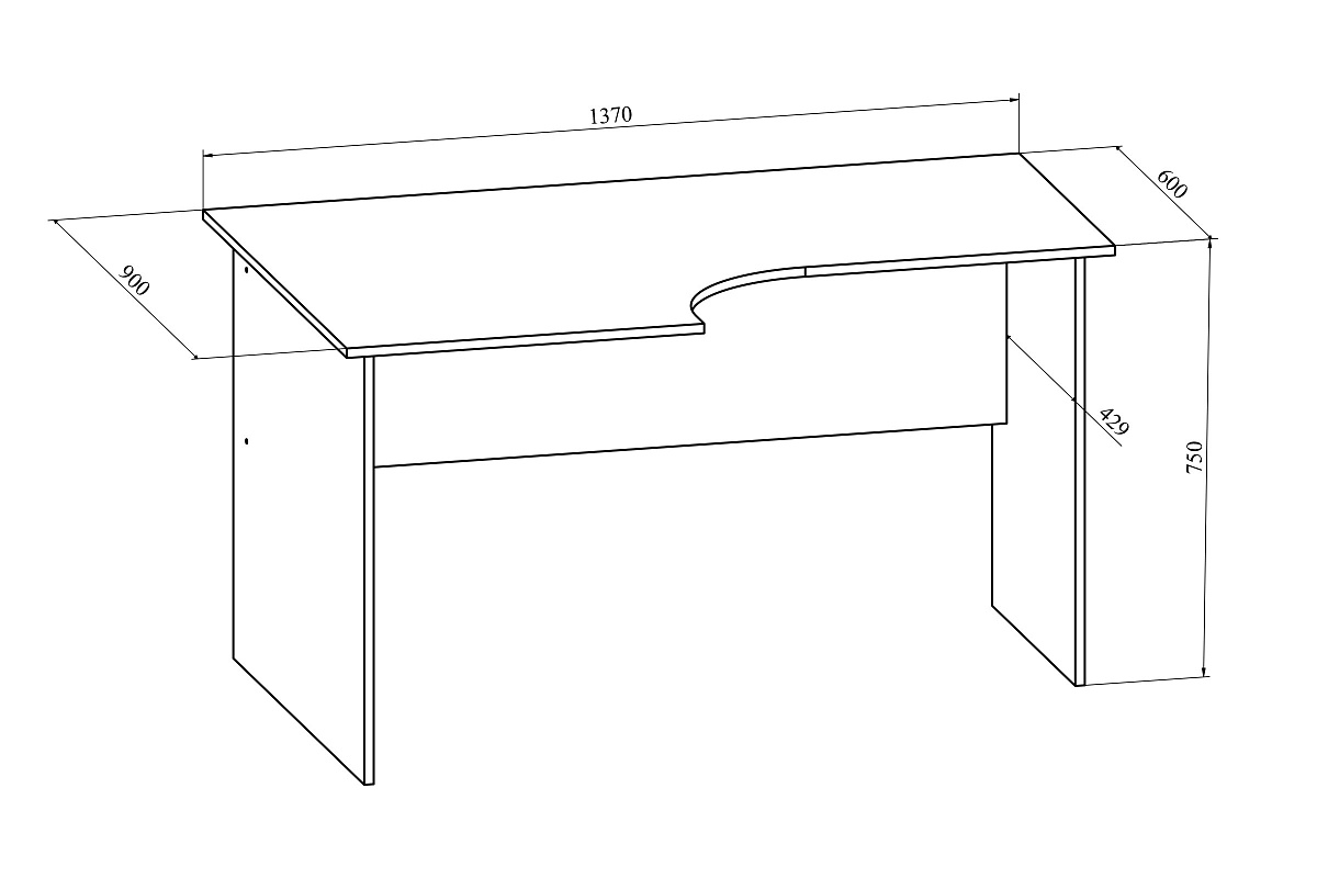 Стол эргономичный ОФ-10 блэквуд сатиновый