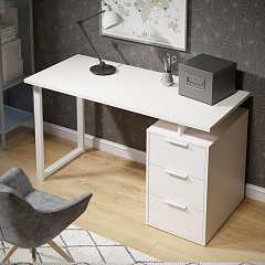 Стол С-416 белый структурный/меренга (1350*600 белая опора)