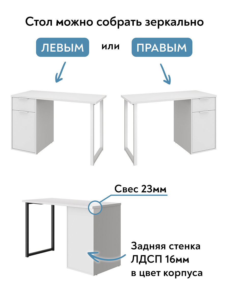 Стол С-418 белый структурный/меренга