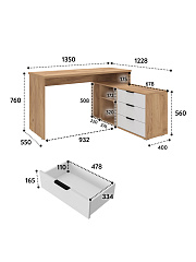 Стол угловой Оптима ОП-22 дуб крафт золотой/меренга