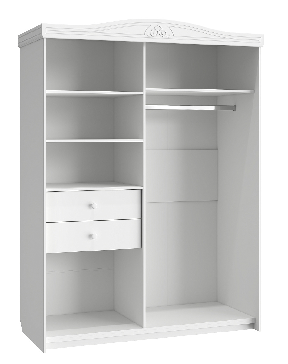 Шкаф-купе с зеркалом Ассоль АС-16 белое дерево