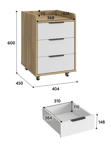 Тумба мобильная К-56 блэквуд ячменный/меренга