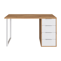 Стол С-412 дуб крафт золотой/меренга (1350х550 белая опора)