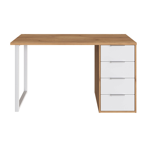 Стол С-412 дуб крафт золотой/меренга (1350х550 белая опора)