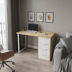 Стол С-410 блэквуд ячменный/меренга (1200х550 белая опора)