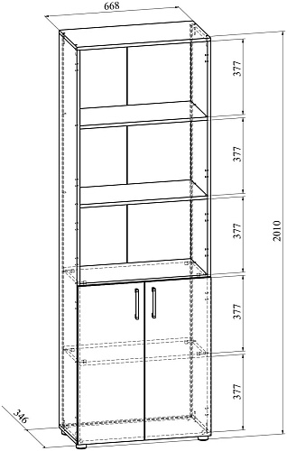 Шкаф-пенал открытый ОФ-301К блэквуд сатиновый