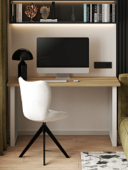 Стол С-600 блэквуд ячменный/каркас белый (1350х600)