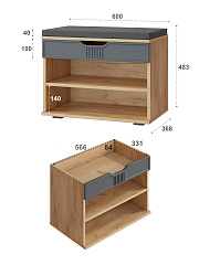 Тумба Эмилия ЭЛ-44К дуб крафт золотой/графит