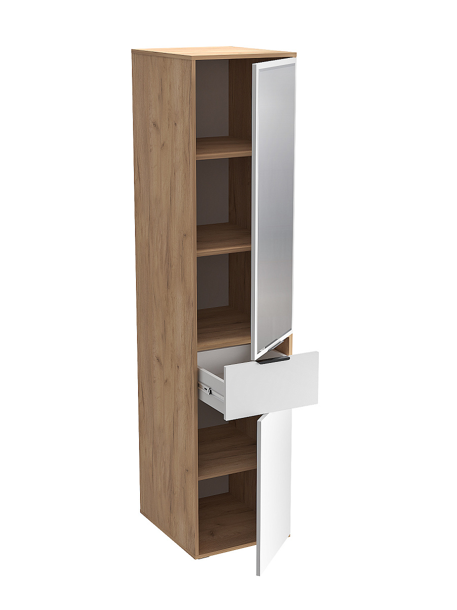 Пенал с зеркалом Оптима ОП-27 дуб крафт золотой/меренга