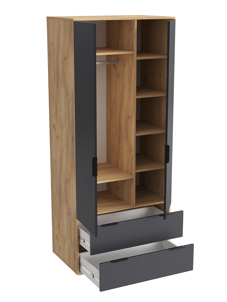 Шкаф платяной Оптима ОП-25 дуб крафт золотой/графит