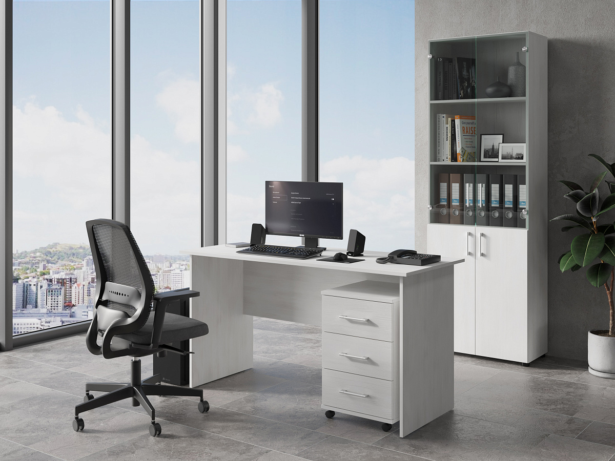 Шкаф со стеклом ОФ-303К северное дерево светлое