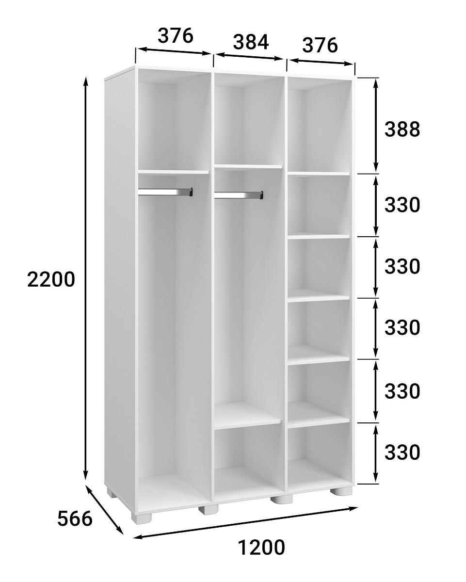 Шкаф «Монблан» МБ-24К с зеркалом белое дерево