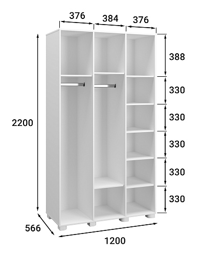 Шкаф «Монблан» МБ-24К комбинированный белое дерево