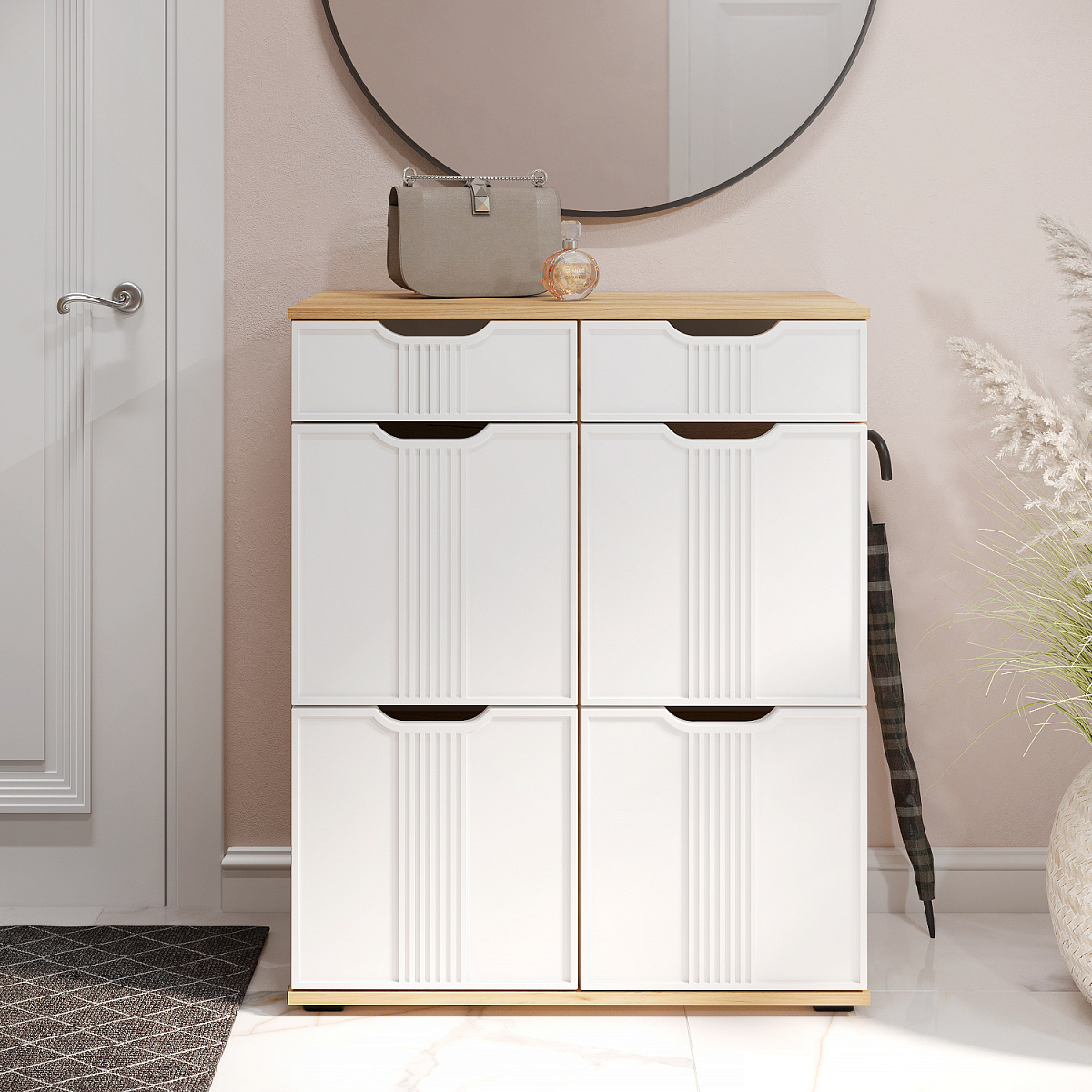 Комод Эмилия ЭЛ-20 дуб крафт золотой/меренга