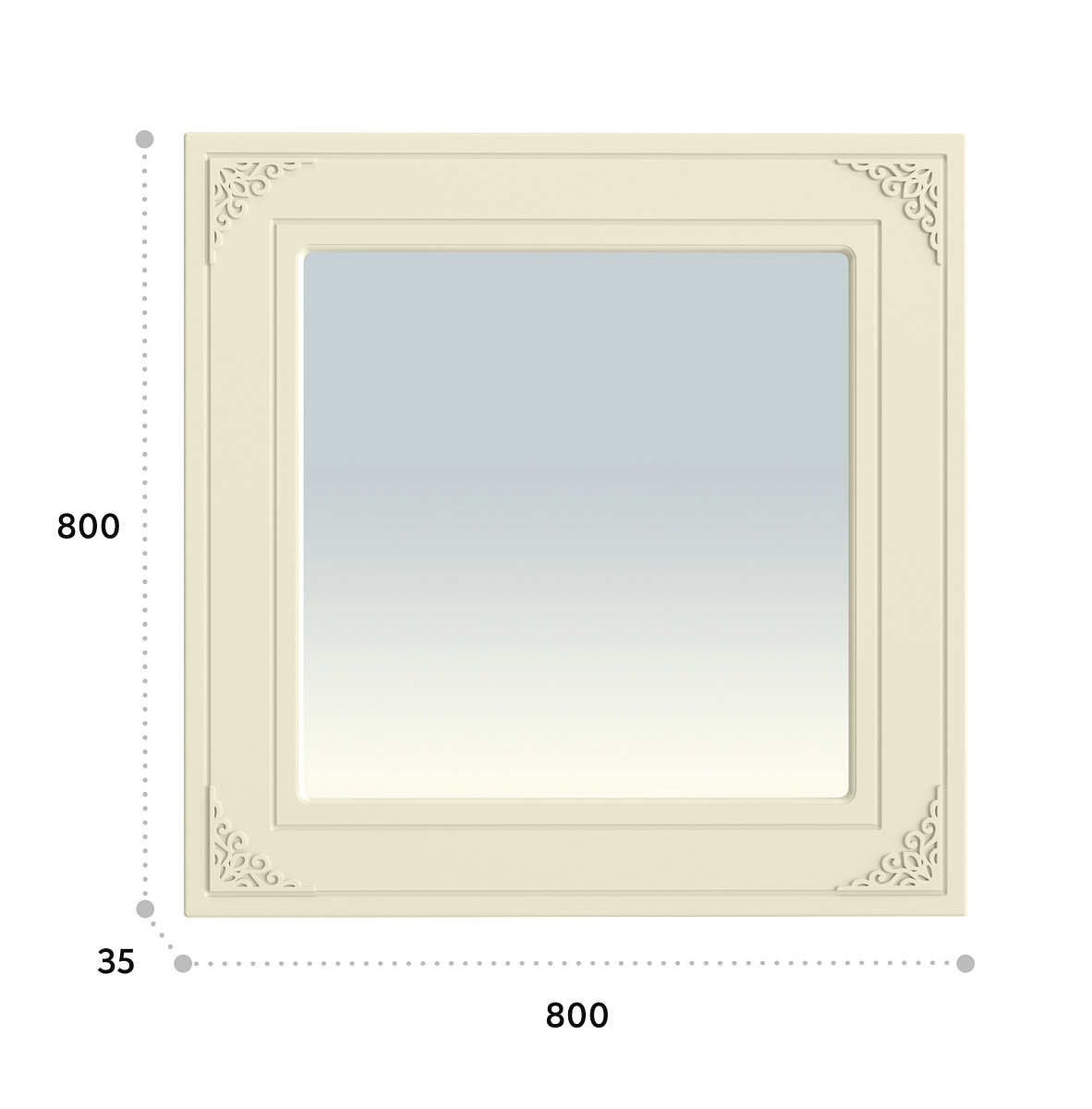Зеркало Ассоль плюс АС-44 (800х800) ваниль