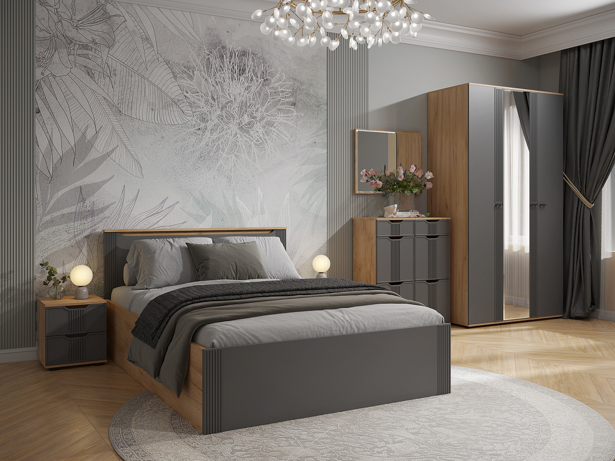 Комплект мебели для спальни Эмилия ЭЛ-007 дуб крафт золотой/графит