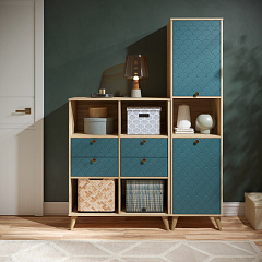 Тумба Велламо ВО-04 блэквуд ячменный/морская волна