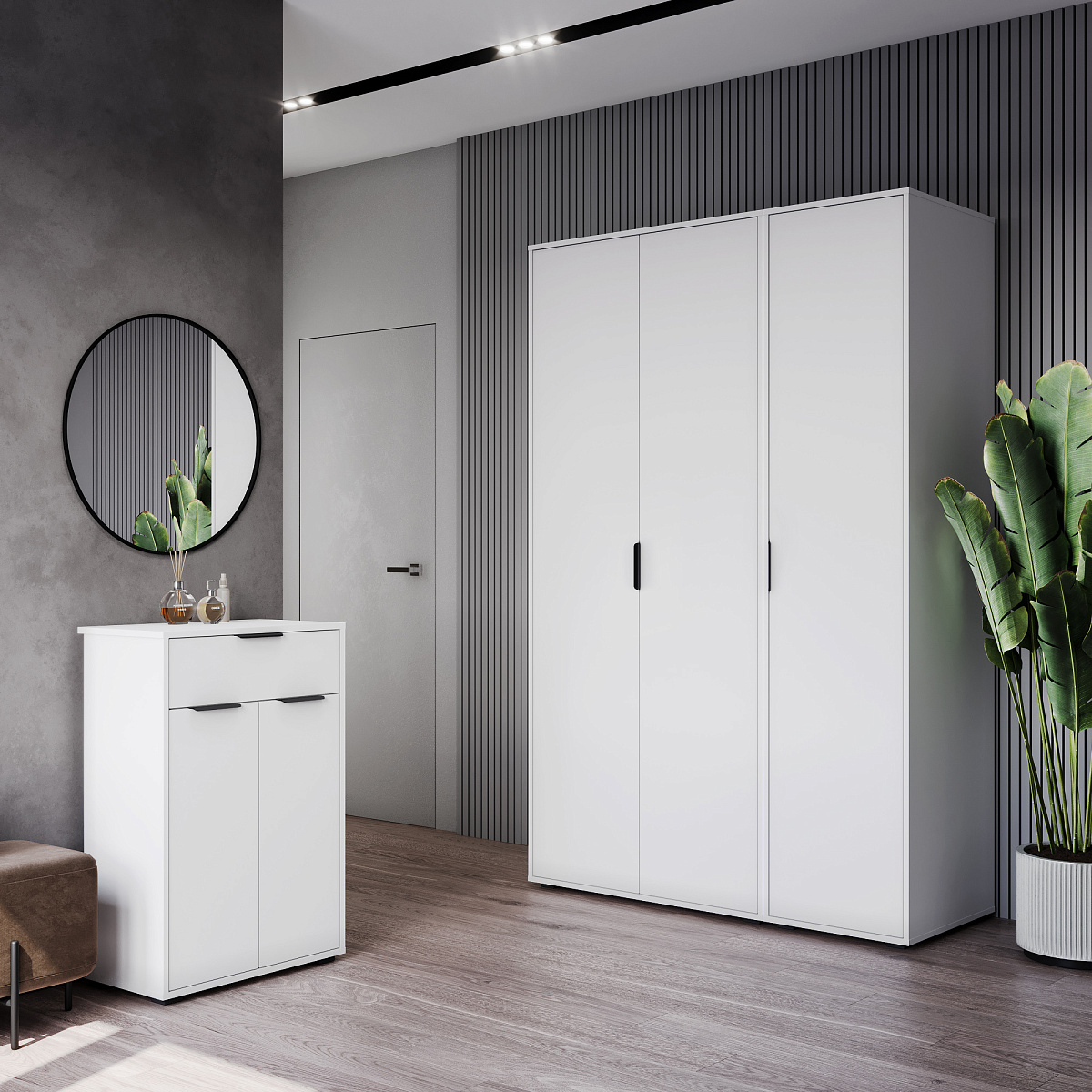 Шкаф для одежды Оптима ОП-01 белый структурный/меренга