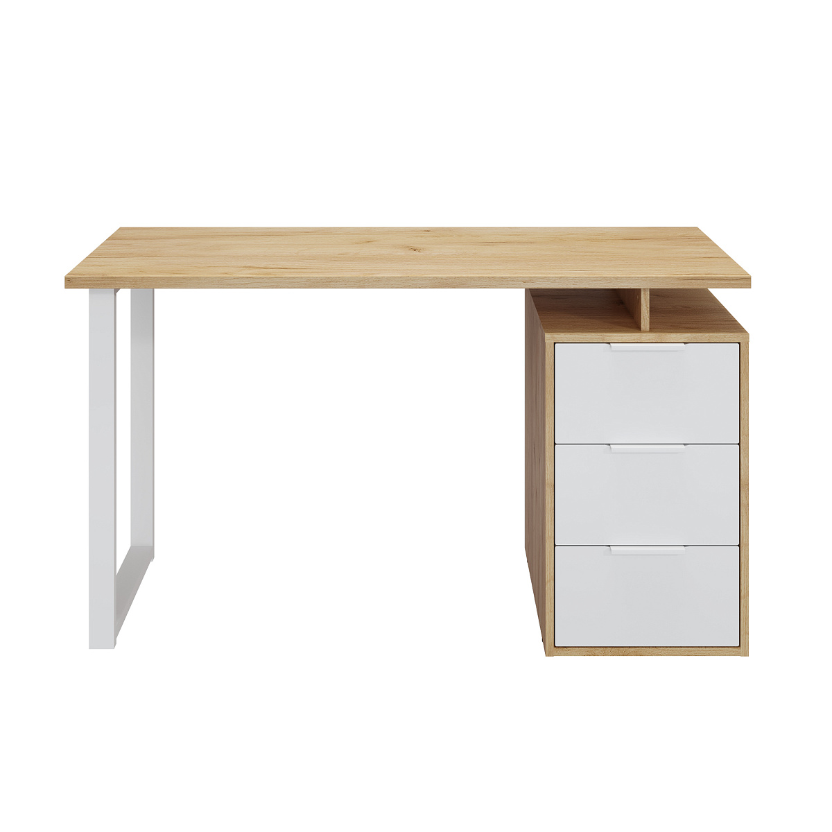 Стол С-416 дуб крафт золотой/меренга (1350*600 белая опора)