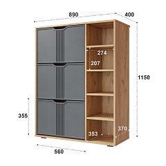 Тумба Эмилия ЭЛ-42 дуб крафт золотой/графит