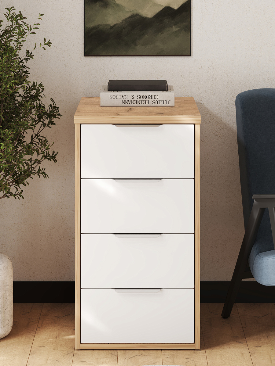 Тумба К-53 дуб крафт золотой/меренга