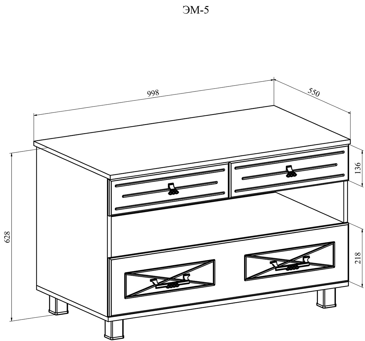 Тумба комбинированная Элизабет ЭМ-5 береза снежная/клен азия 