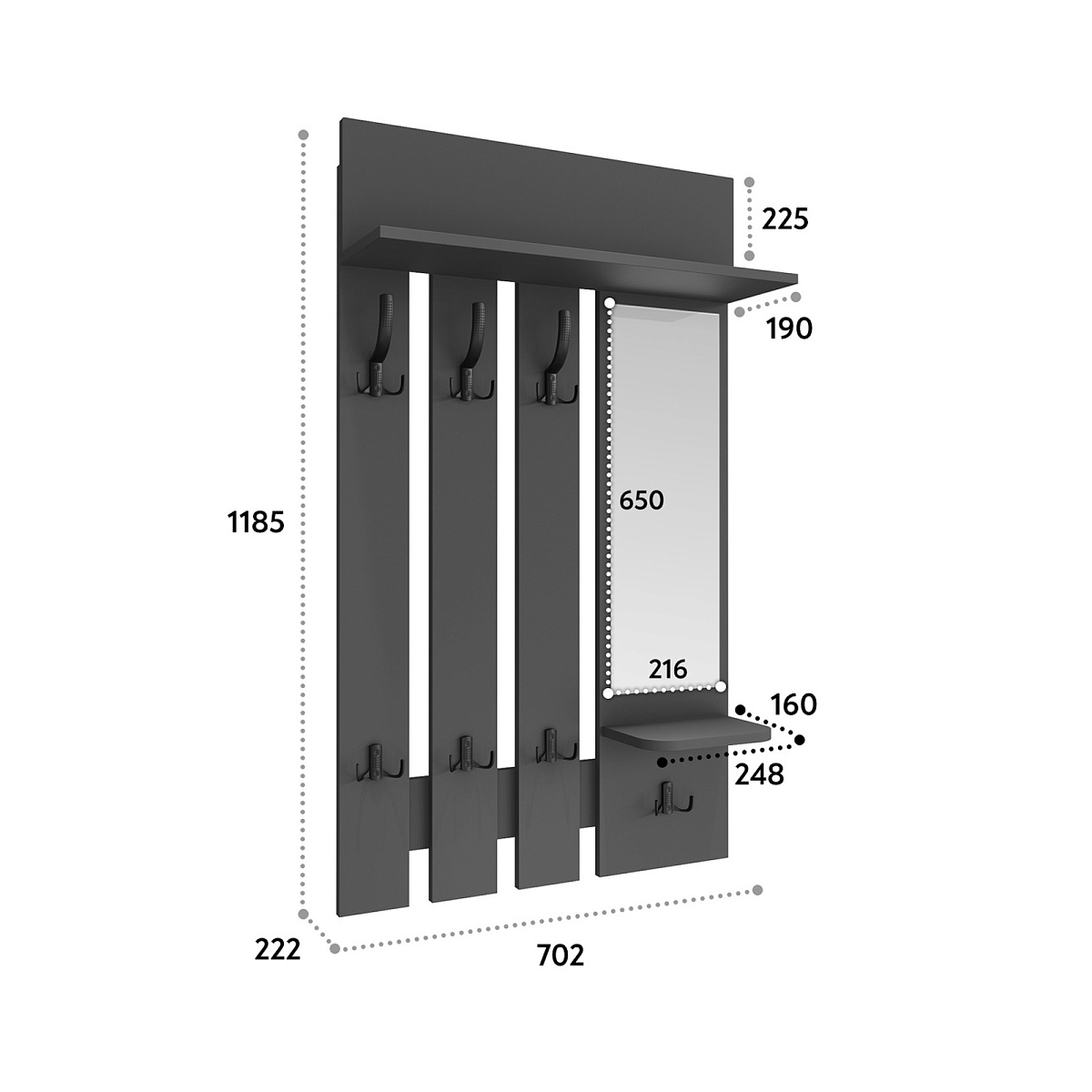 Вешалка ВН-10 серый графит/графит