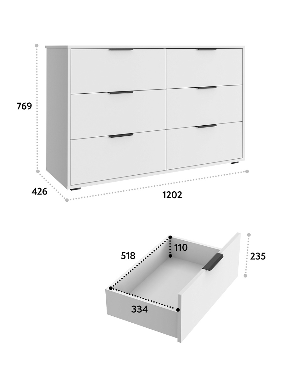 Комод Оптима ОП-15 (1202х426) белый структурный/меренга