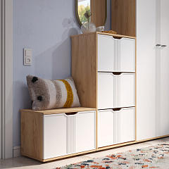 Тумба Эмилия ЭЛ-43 дуб крафт золотой/меренга