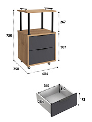 Тумба комбинированная К-32 дуб крафт золотой/графит