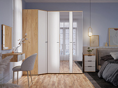 Шкаф угловой Эмилия ЭЛ-17К глухой дуб крафт золотой/меренга